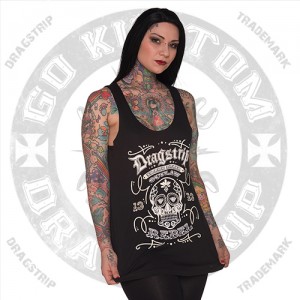 Dragstrip Clothing Rebel Sugar Skull Girls Long vest top 